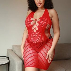 One Piece Mesh Halter -(Plus Size)